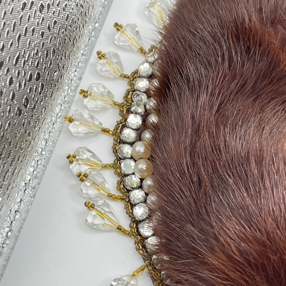 Genuine Mink Top Hit Hand Made Baare Beards Japan Beaded Collar Vintage - Picture 8 of 14